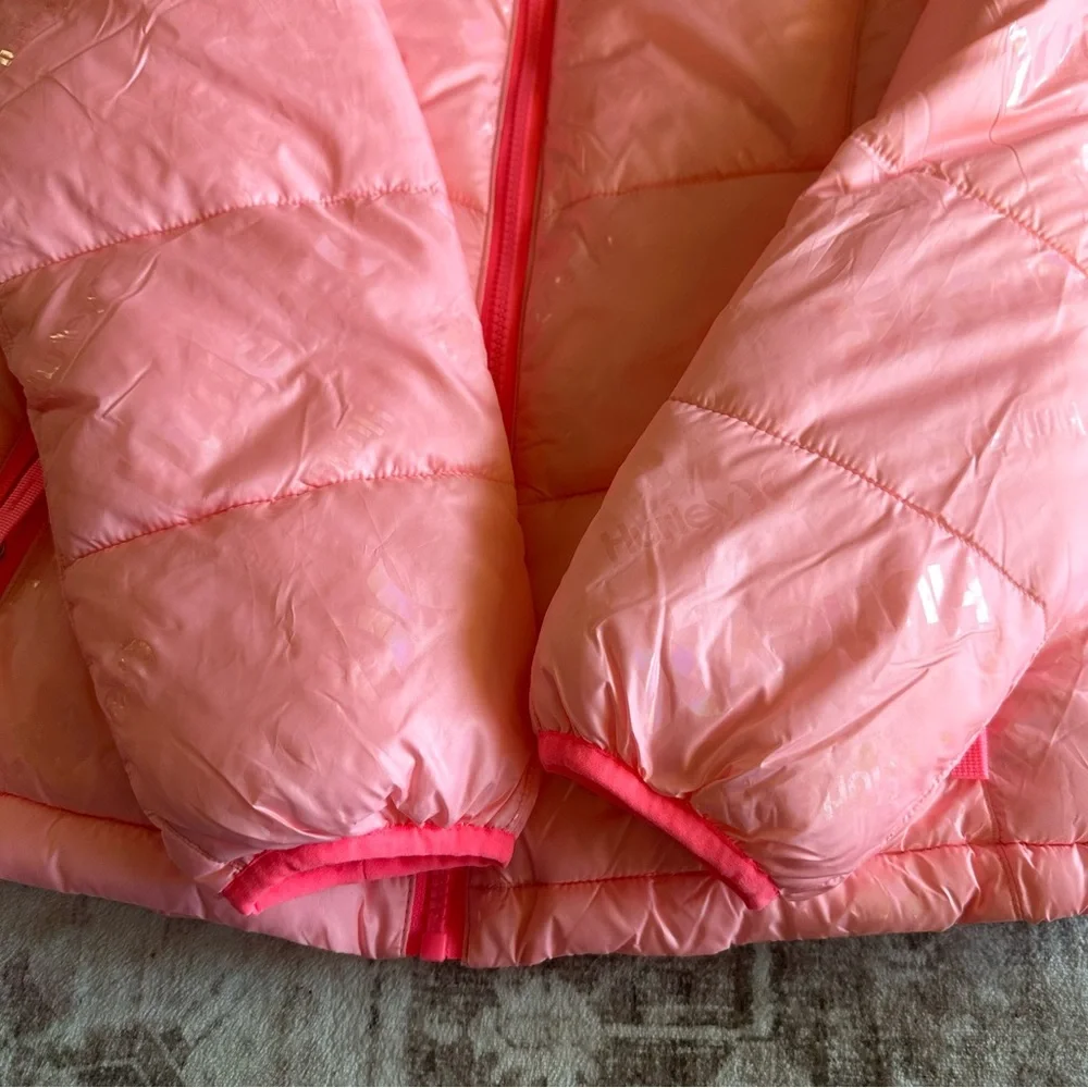 Hurley Pink Hooded Puffer Jacket Girls Sz Large (12-13 Years) Sherpa‎ Lined